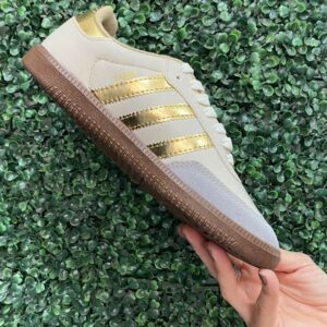 Tenis Samba Bege Dourado
