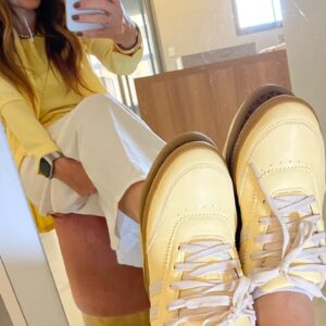 Tenis Feminino Dani Lavie Duas Listras Amarelo Com Bege