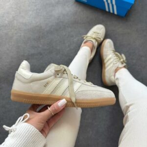 Tenis Samba Bege Couro Legitimo