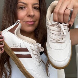 Tenis Dani Lavie duas listras Bege/Marrom