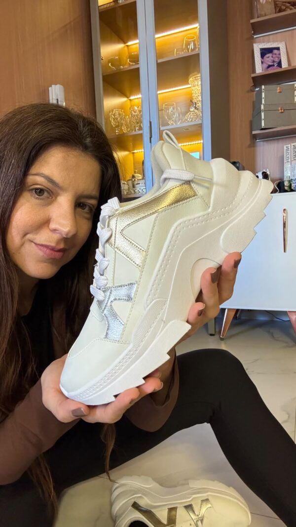 Tenis Feminino Dani 9061 Branco de Plataforma