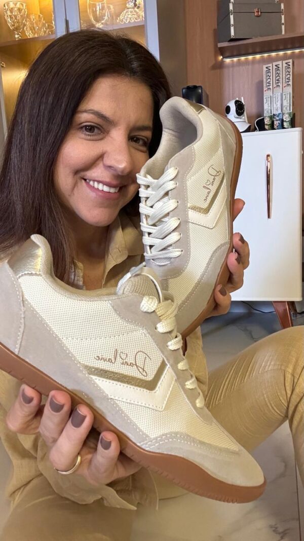 Tenis Feminino Dani 127 Off com Cinza/Dourado