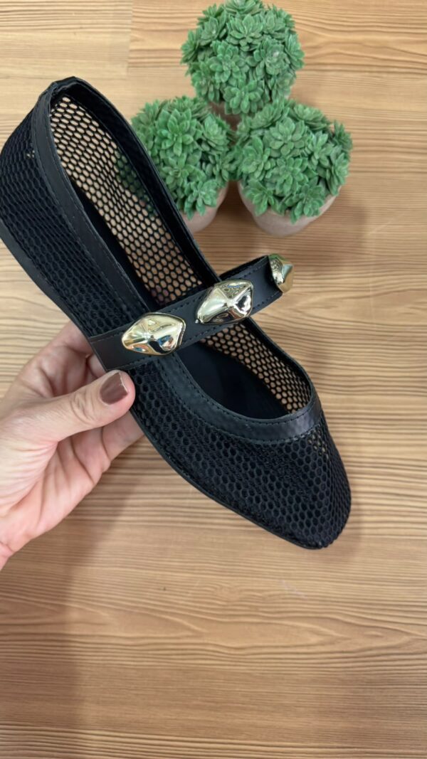 Sapato Sapatilha Dani Lavie Preta de Tela com Pedras