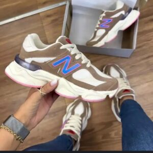 Tenis New 9060 Bege Escuro com Rosa